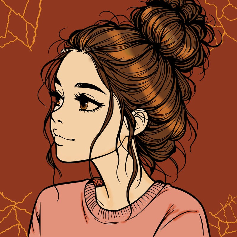 a realistic girl with a messy bun