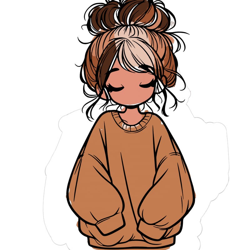 girl with baggy sweatshirt and messy bun