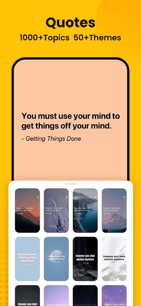 Bookey: Book Ideas for Growth - Bookey app display showing inspirational book quotes and customizable background themes.