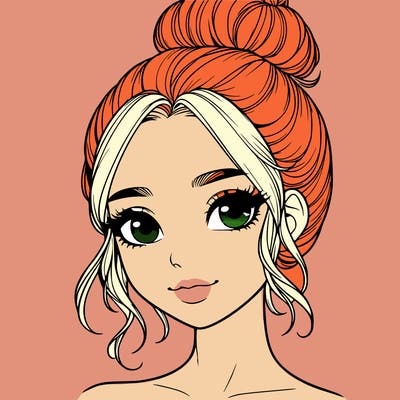 realistic pretty girl with hair in bun