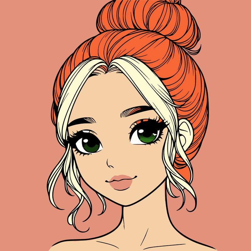 realistic pretty girl with hair in bun