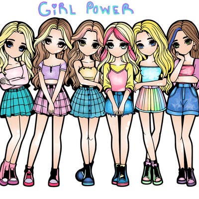 a group of girls realistic