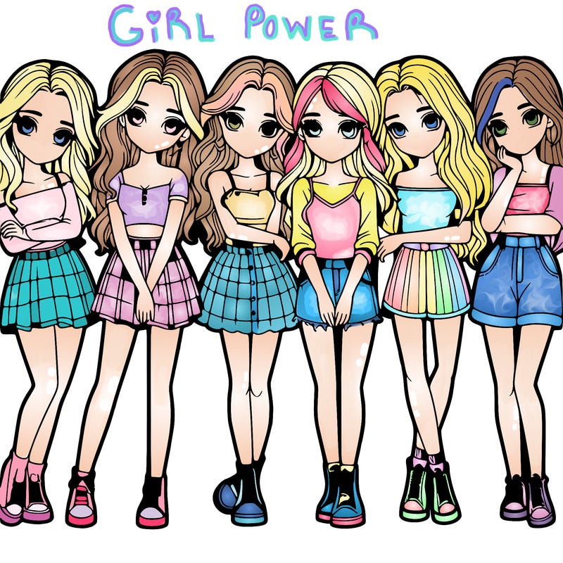 a group of girls realistic