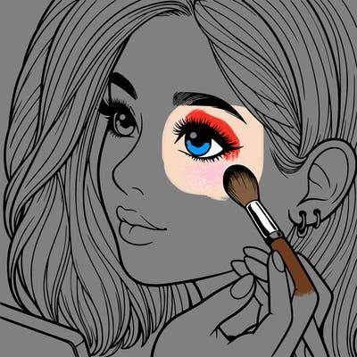 a realistic girl doing her makeup