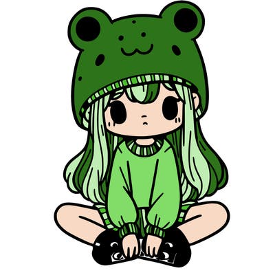 a girl wearing a frog hat and some frog socks