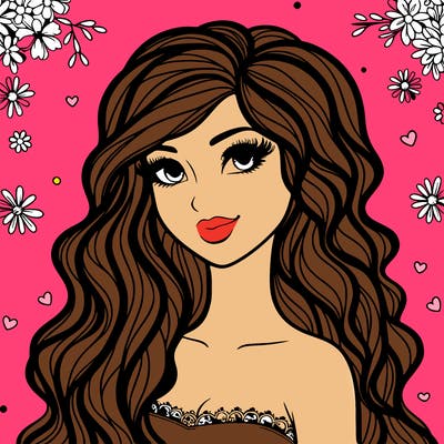 pretty woman with long wavy hair