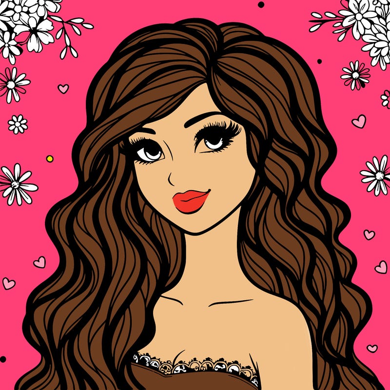 pretty woman with long wavy hair