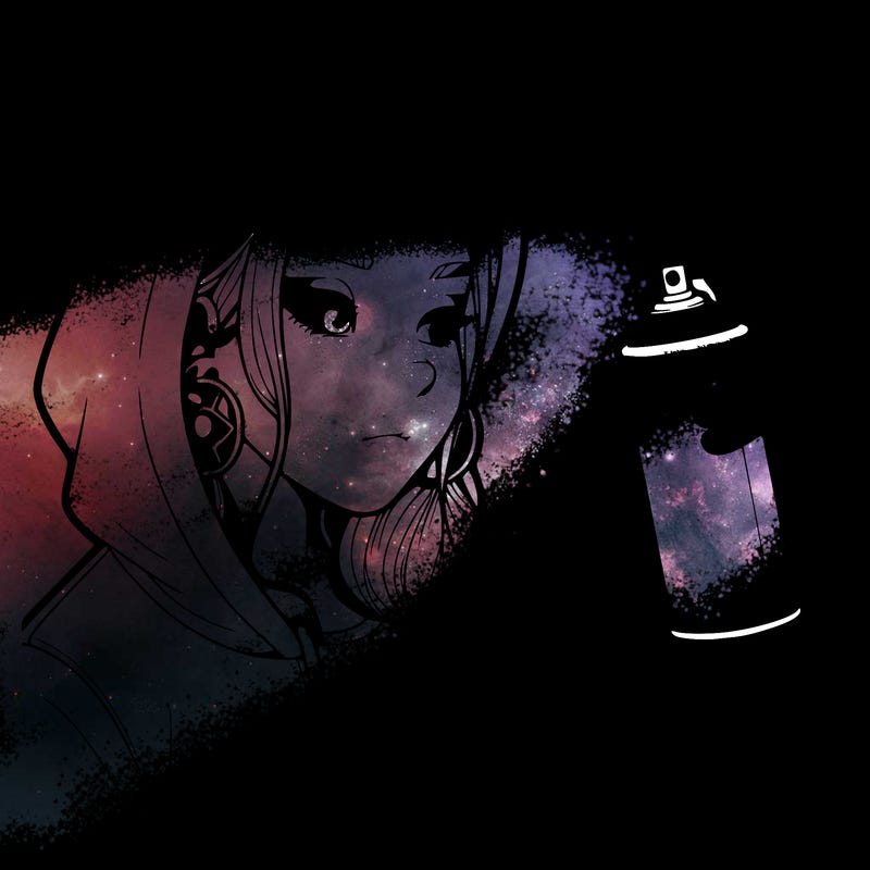 a realistic girl, spray painting