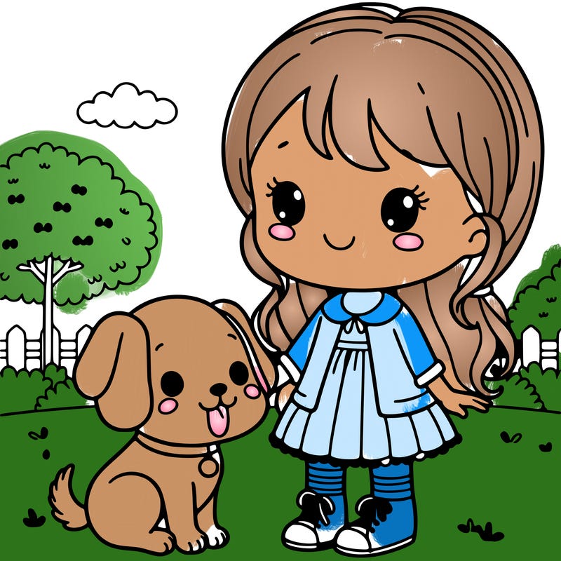 girl with dog