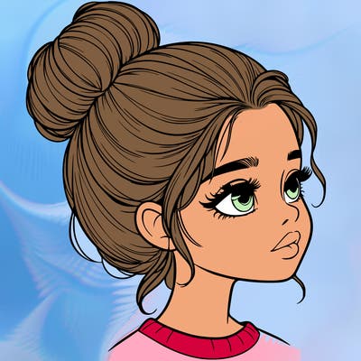 realistic girl with bun