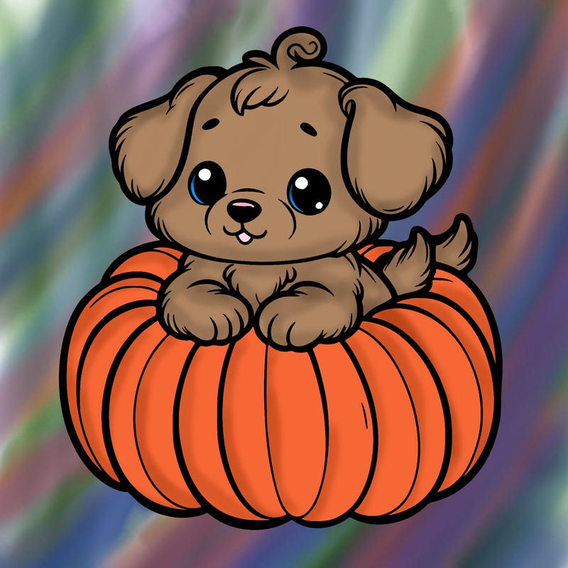 cute little puppy in a pumpkin