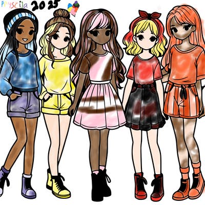 a group of five girls