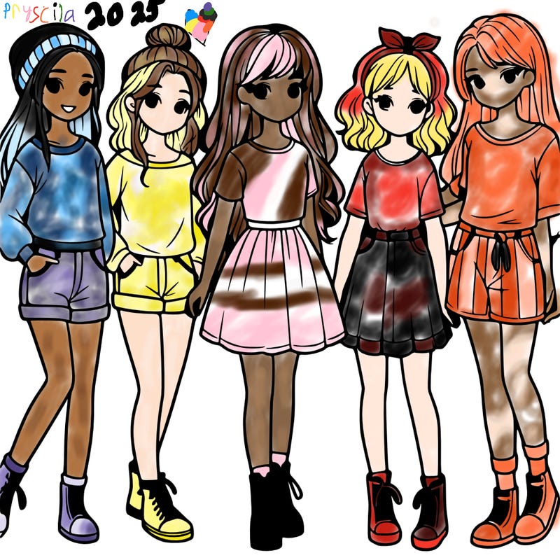 a group of five girls