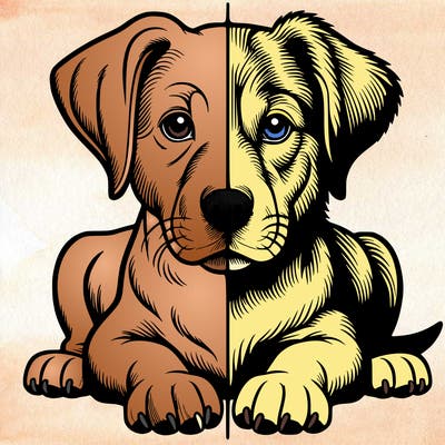 realistic dog split picture