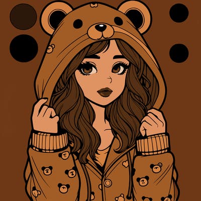 realistic girl in a animal pjs hoodie