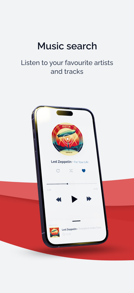 Interface du lecteur de musique de l'application Swisscows Recherche Privée sur un écran de smartphone.