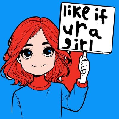 realistic girl holding up a sign