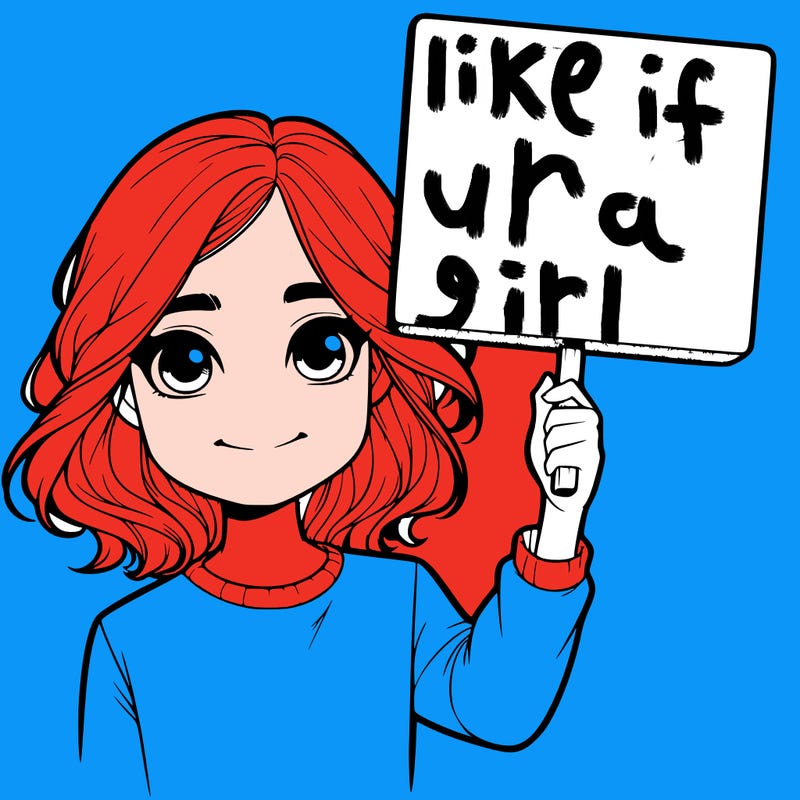 realistic girl holding up a sign