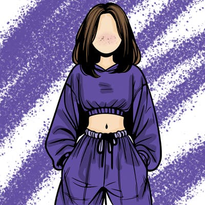 realistic girl faceless with baggy pants and a crop top