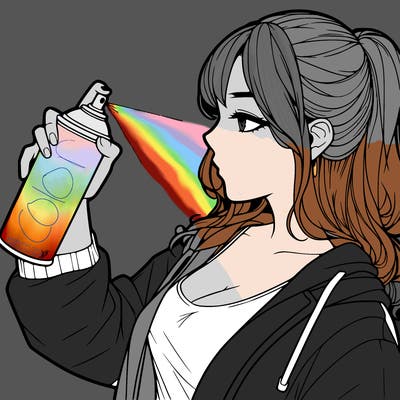 a realistic girl spray, painting