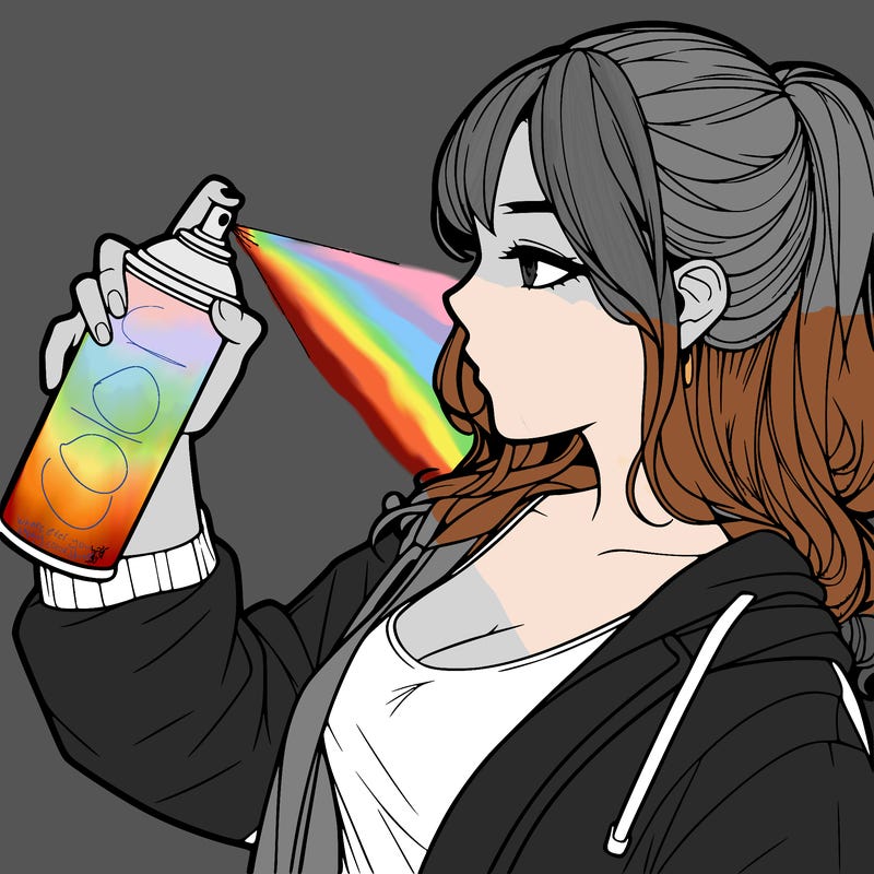 a realistic girl spray, painting