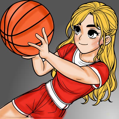 realistic girl playing basketball
