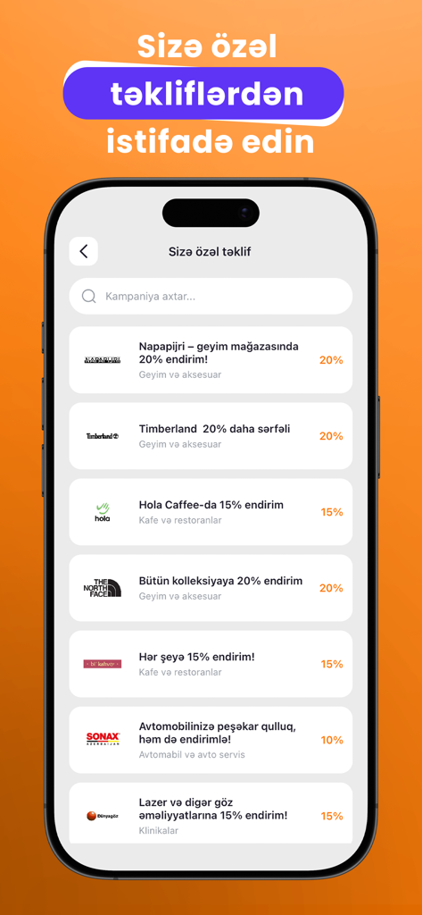 Sale365 - A mobile app interface of Sale365 displaying a list of exclusive offers and discounts from popular brands including The North Face and Timberland