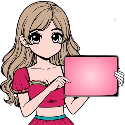 realistic pretty girl holding blank sign
