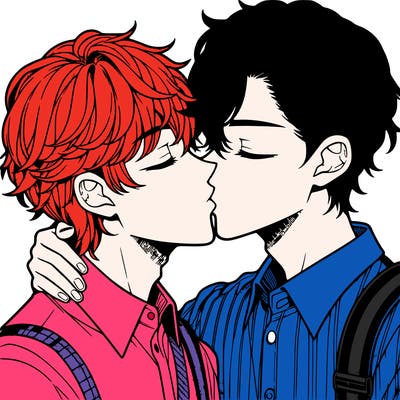 manga boys kissing each other