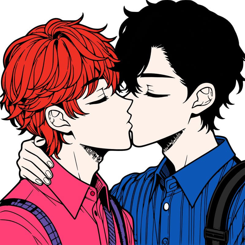 manga boys kissing each other