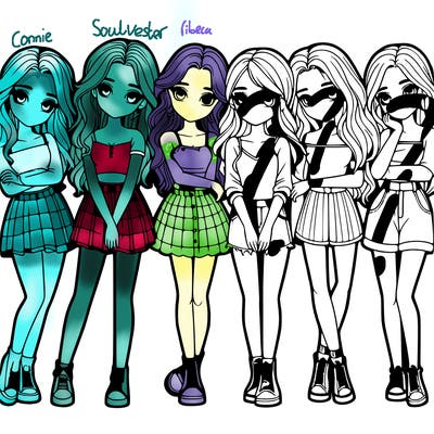 a group of girls realistic