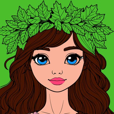 realistic girl with fall leaf crown
