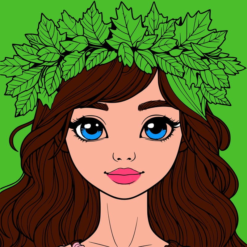 realistic girl with fall leaf crown