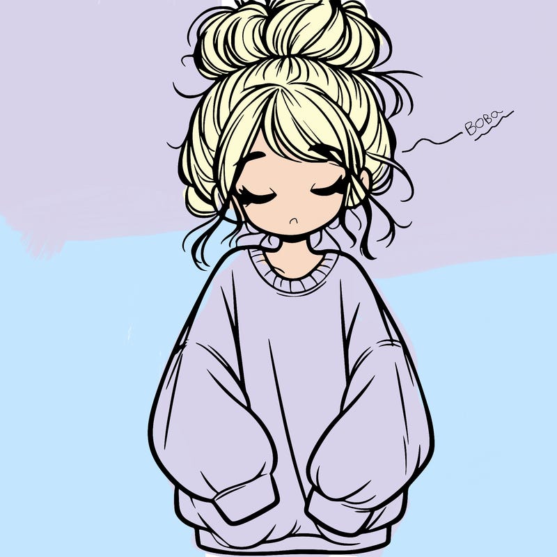 girl with baggy sweatshirt and messy bun