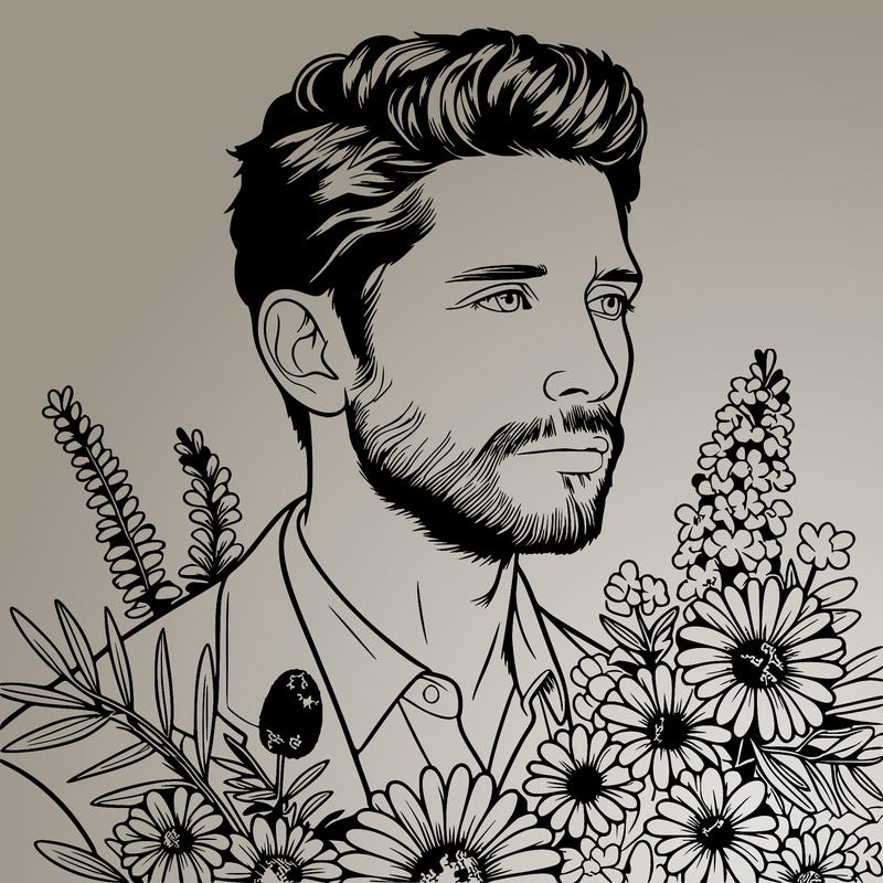 man with flowers realistic