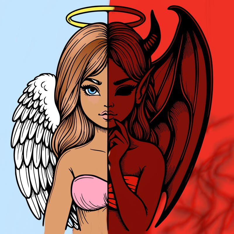 realistic angel half demon