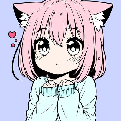 shy anime catgirl