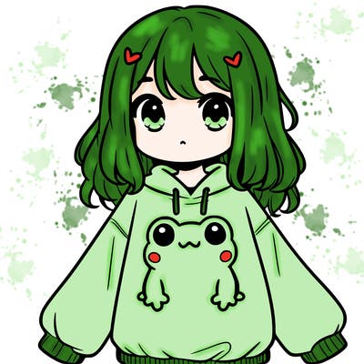 girl wearing frogging sweatshirt
