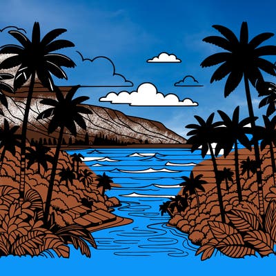 view of the ocean in hawaii lots of palm trees and beautiful view