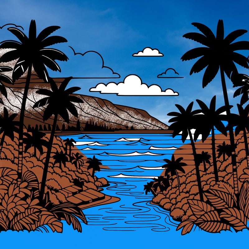 view of the ocean in hawaii lots of palm trees and beautiful view