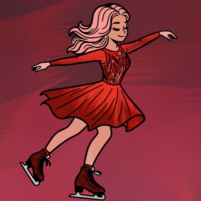 woman figure skating in dress
