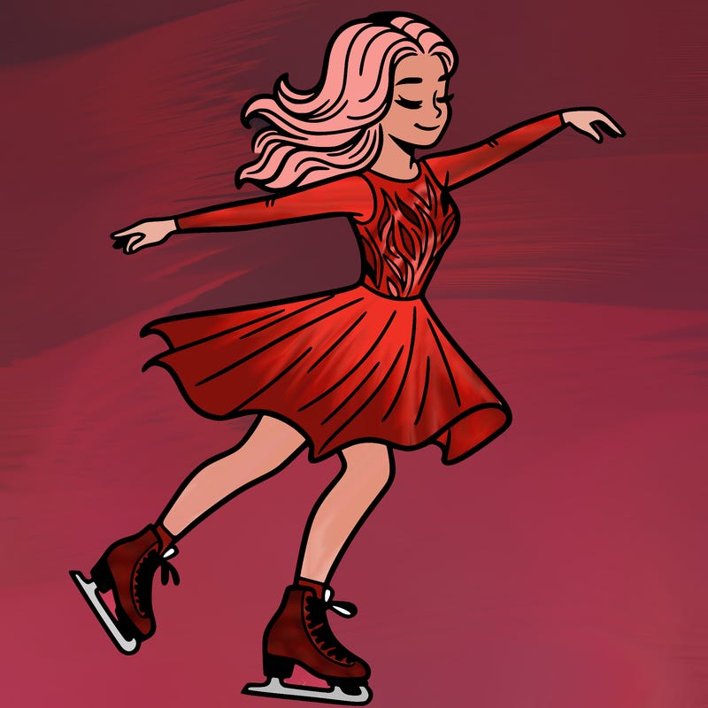 woman figure skating in dress