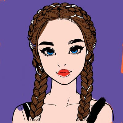 realistic girl with braids