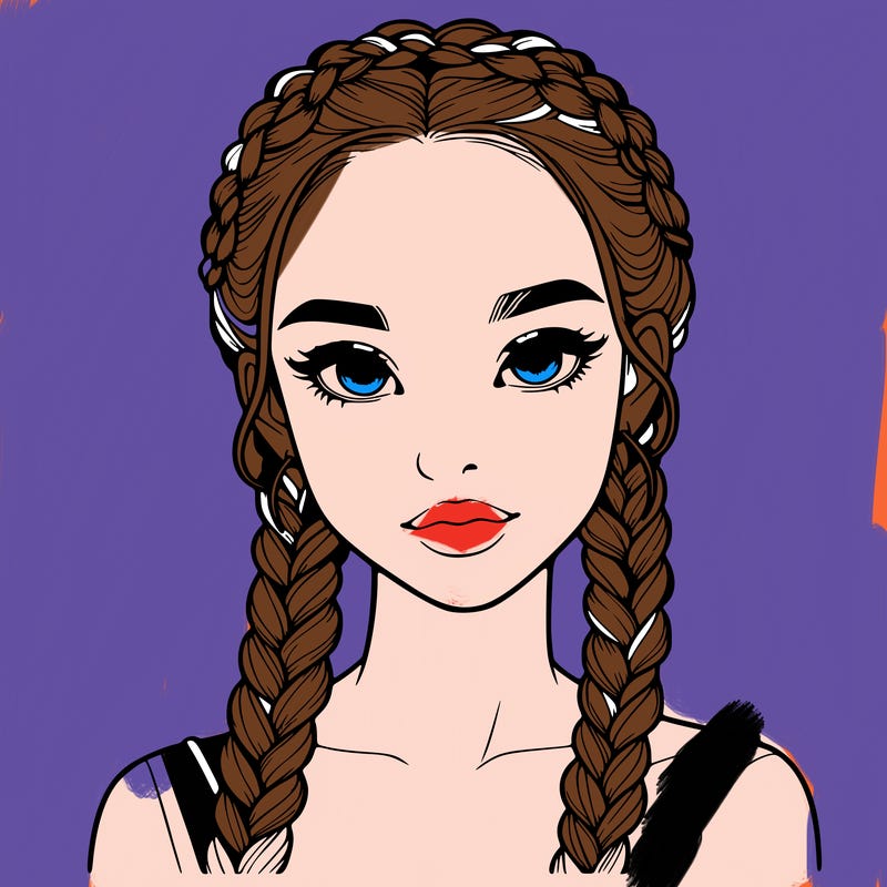 realistic girl with braids