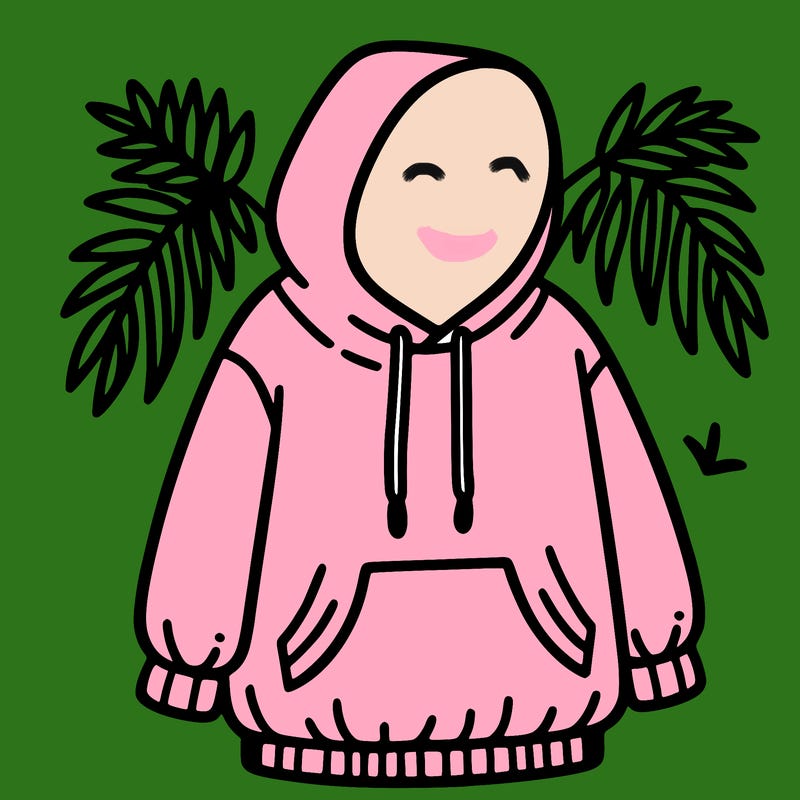 pink palm puff hoodie