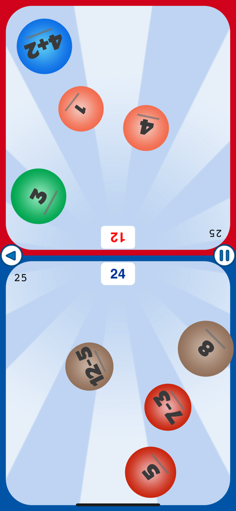 Math games for kids. - Split screen multiplayer mode in AB Math app featuring math bubble challenges for kids