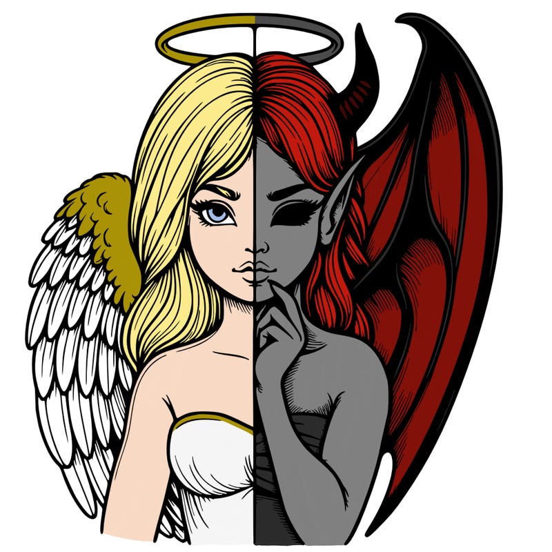 realistic angel half demon