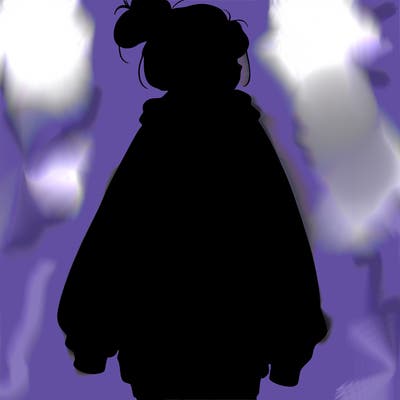 realistic girl with a oversized sweatshirt on and a bun