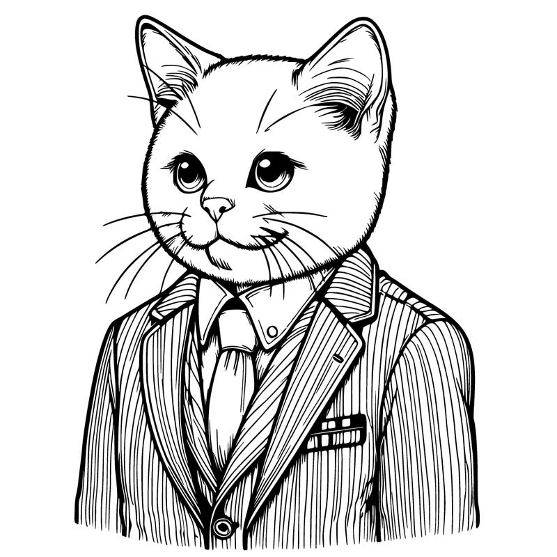 realistic cat wearing a suit