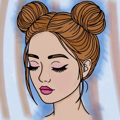 woman with hair buns